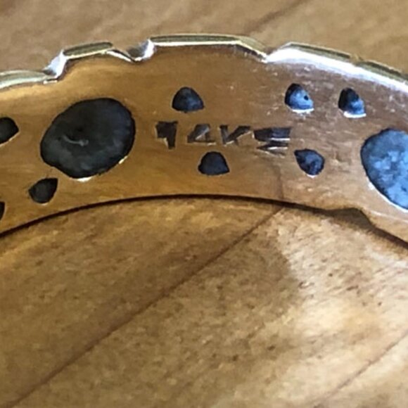 Vintage 14k Yellow & White Gold Floral Band Ring Size 7 - Picture 2 of 4